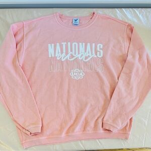Varsity Pink Cheer UCA Nationals Oversized Corded Crewneck Sweatshirt Sz M